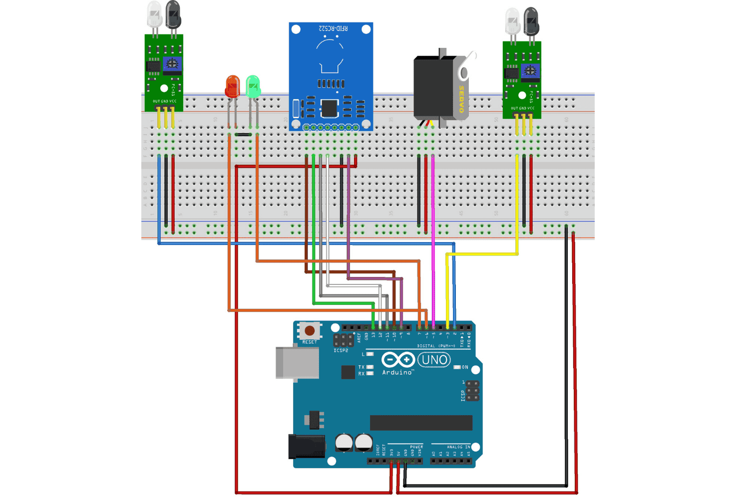 Automatic Toll Gate System Circuit Diagram