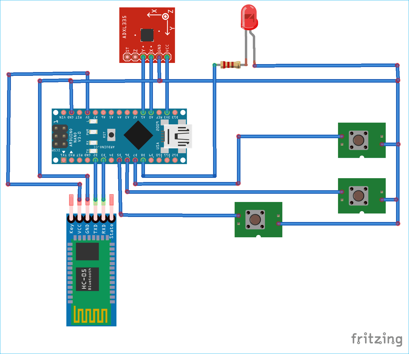 Wireless Mouse Circuit Diagram for DIY Air Mouse Using Accelerometer Arduino