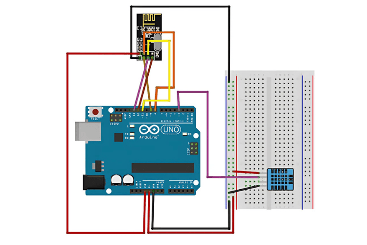 Circuit Diagram of Arduino UNO Connection With nRF24L01 As Transmitter