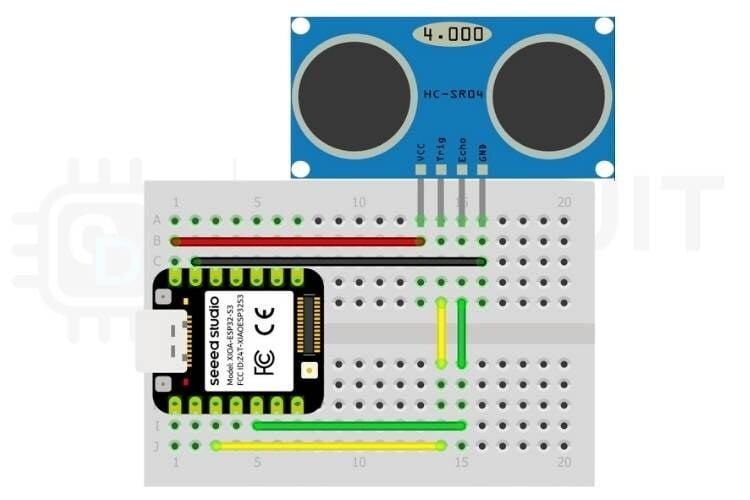  Connecting the Seeed Studio Xiao ESP32 S3 &amp; HC-SR04 Ultrasensor