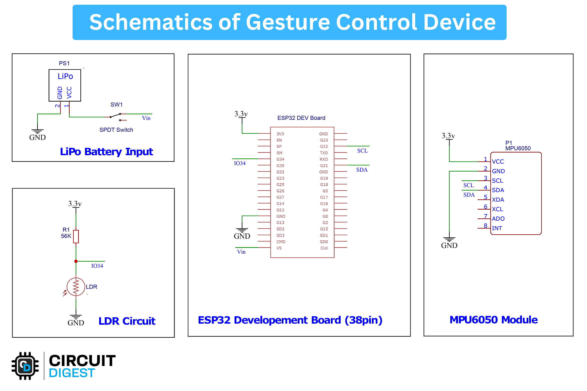 Schematic of ESP32 air mouse