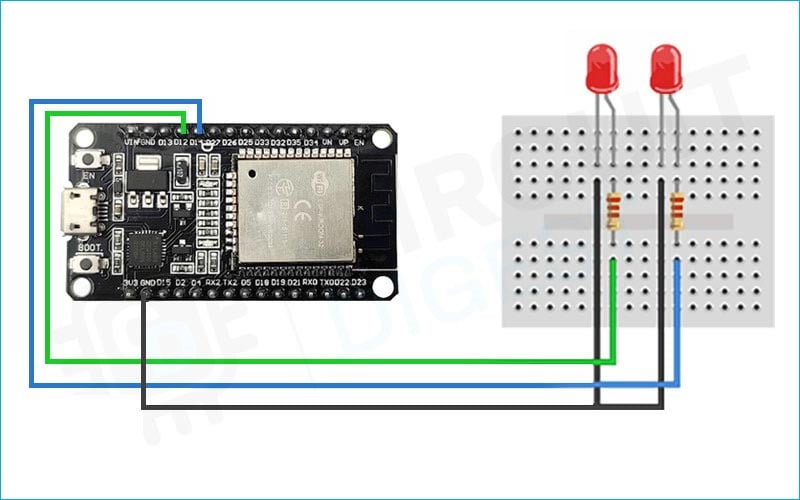 ESP32 LED WebServer Circuit Diagram