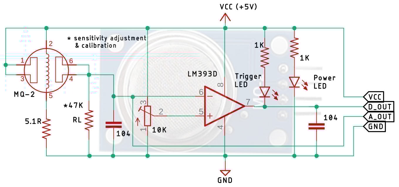 MQ-2 Gas Sensor Module Internal Circuit