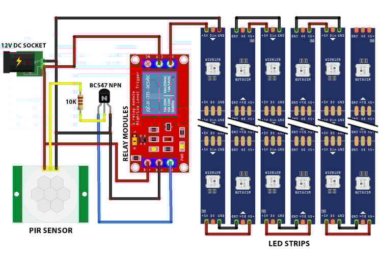 Circuit Diagram of the PIR Motion Sensor Light