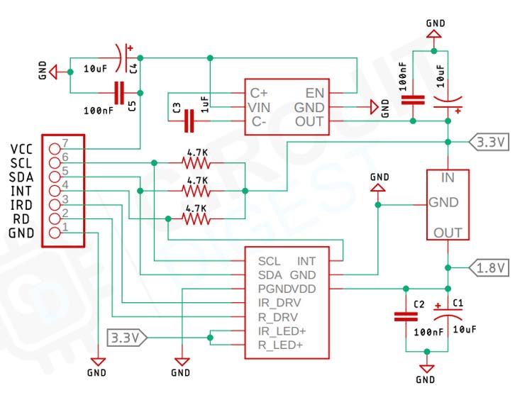 MAX30102 Pulse Oximeter and Heart Rate Sensor Connection Diagram