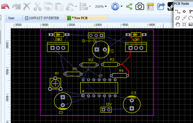 Power Inverter PCB Layout With Transformers And Components