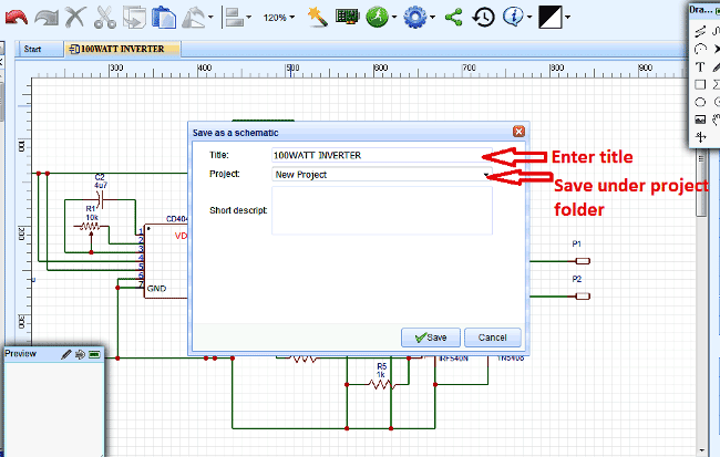 Save as a Schematic Dialog in Circuit Design Software