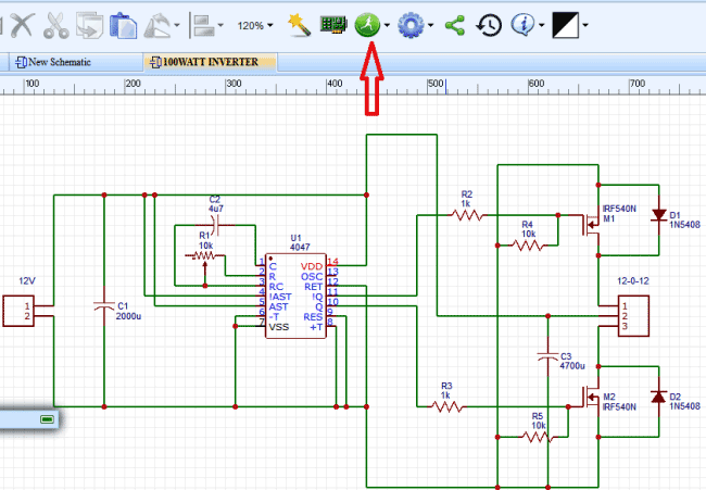 100W Inverter Circuit Diagram in EasyEDA
