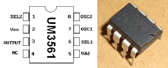 UM3561 IC Pin Diagram for Burglar Alarm