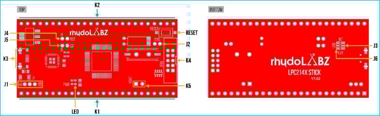 ARM7 LPC2148 Top and Bottom View