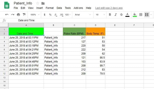 Getting Patient Info on Spredsheet