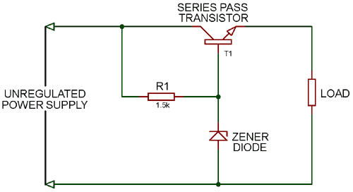 Voltage regulator circuit using Zener diode