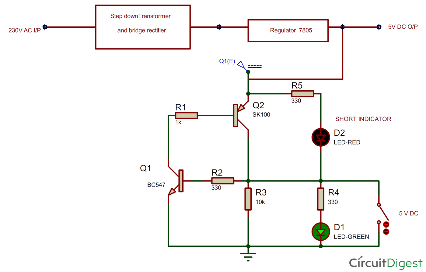 Complete short circuit protection circuit components layout
