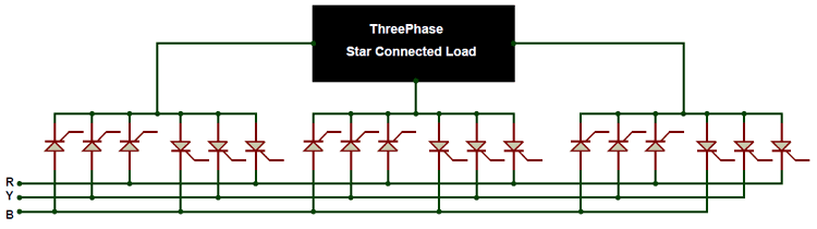 Three phase to three phase cycloconverter 3-pulse circuit for motor drives