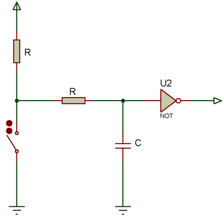RC Debounce Circuit Simple Switch Implementation with Schmitt Trigger
