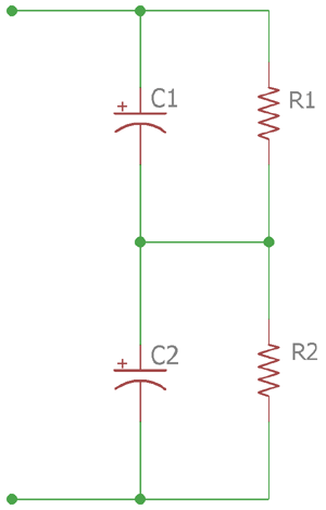 How to reduce capacitor leakage current using balancing resistors in series configuration
