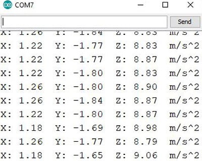 ADXL345 accelerometer Arduino Interfacing Readings