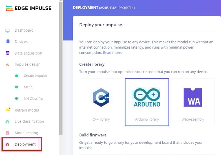Edge Impulse Deployment