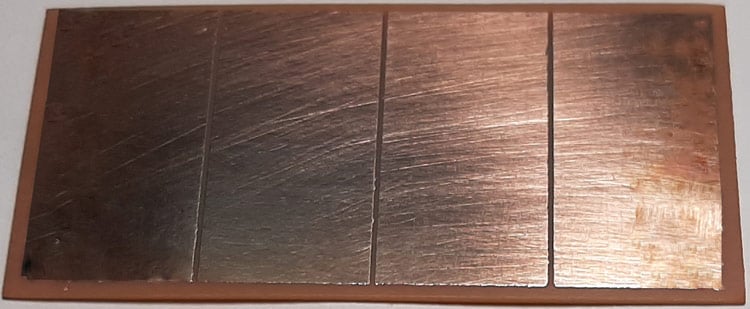 ESP32 capacitive touch sensor PCB etched board with copper traces