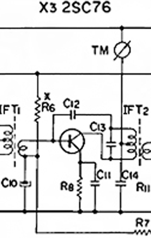 First IF amplifier stage with AGC control and signal strength meter