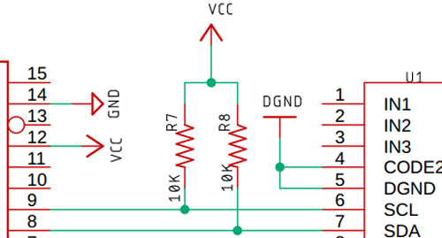 PT2258 IC I2C communication interface diagram showing SCL and SDA connections