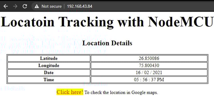Location Tracking with NodeMCU