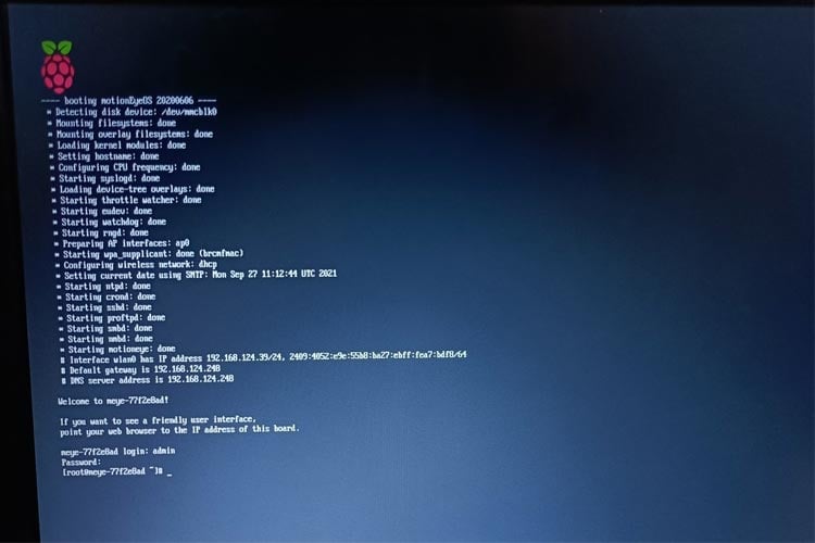 MotionEye OS Booting