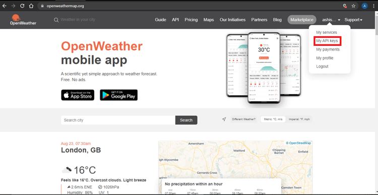 OpenWeatherMap API Key for Smart Agriculture Using IoT Weather Integration OpenWeatherMap API key location for smart agriculture system integration