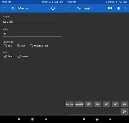 Serial Bluetooth Terminal App Setup for LED Control