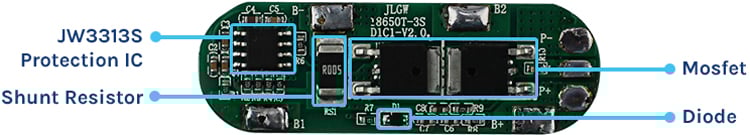 3S,6A Lithium Ion BMS Module Components