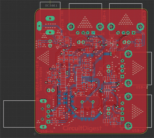 Complete 4-Port USB Hub PCB Layout Design