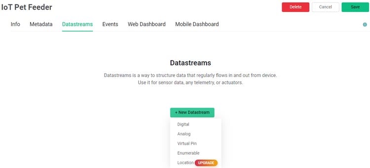 DataStream on Blynk Cloud