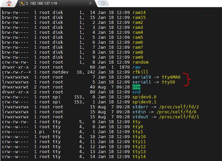 Raspberry Pi terminal showing serial port configuration using raspi-config command for thermal printer setup