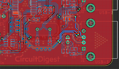 USB Port 1 Differential Pair Trace Routing