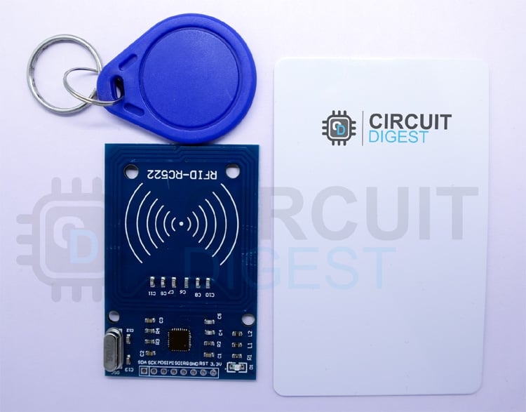 RC522 RFID Reader Module with RFID cards and key fob tags for Arduino projects