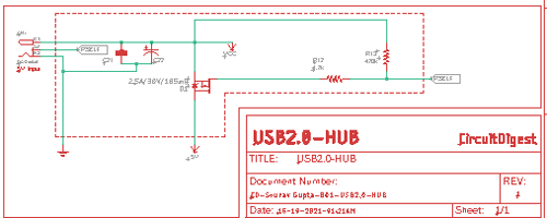 USB Hub Power Switching Circuit with MOSFET