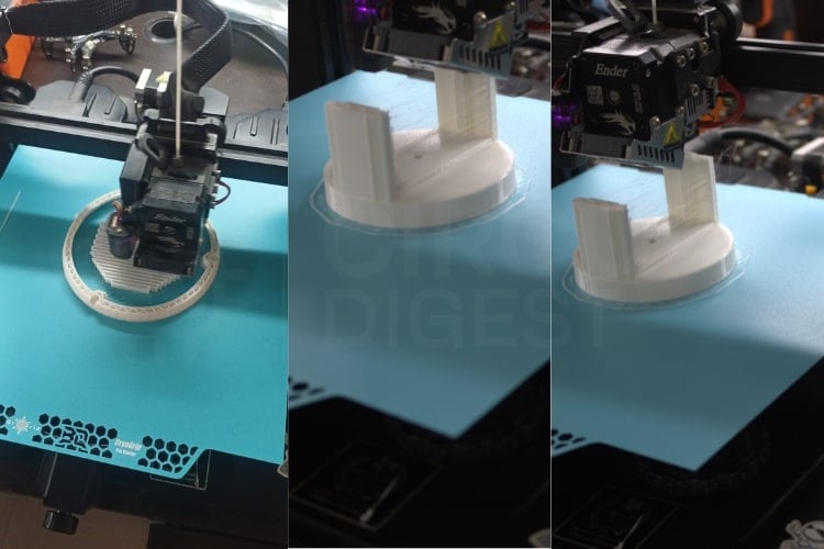 3D printing process of dual axis solar tracker components using FDM printer 3D printer fabricating mechanical parts for the dual axis solar tracker arduino project