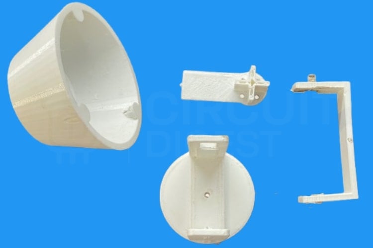 Completed 3D printed parts for dual axis solar tracking system assembly Finished 3D-printed components ready for assembly into the dual axis solar tracker system