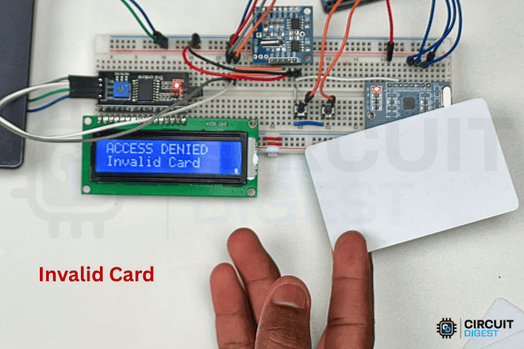 Access denied message for invalid RFID card on Arduino attendance system