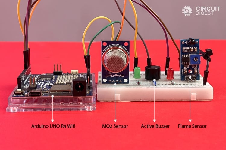 Hardware Setup for Arduino Fire and Smoke Detector System