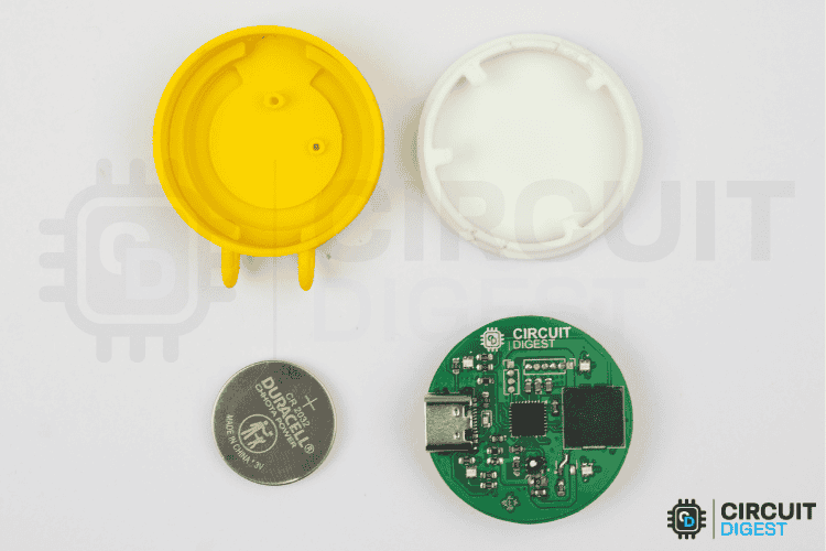 Completed wearable air quality monitoring pendant in 3D printed case ready for personal TVOC detection use