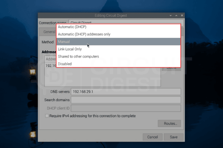 Changing Raspberry Pi network method from automatic DHCP to manual static IP configuration