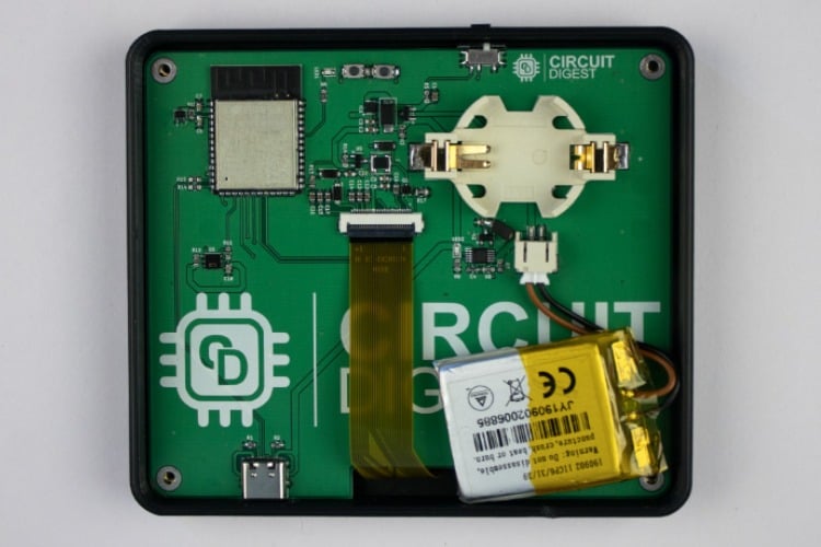 Backside of Desktop Weather Station with Assembled Parts