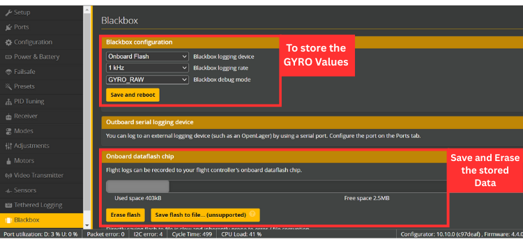 Betaflight Blackbox Flight Data Logging