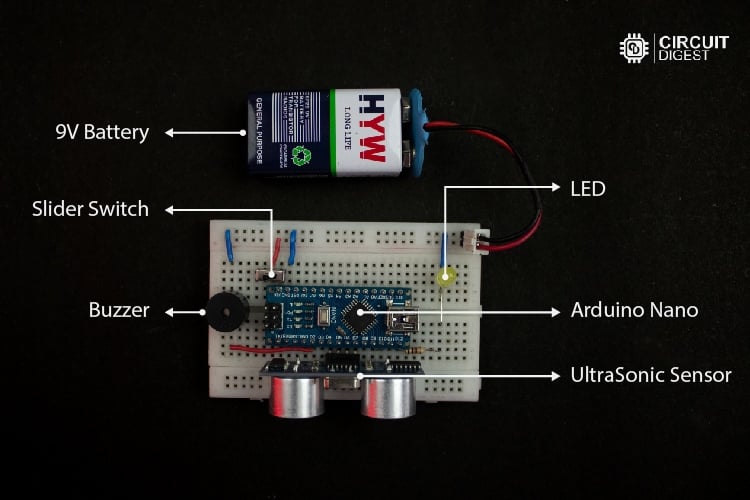 Arduino Blind Stick Parts Marked