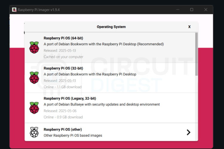 Choose Raspberry Pi OS In Imager