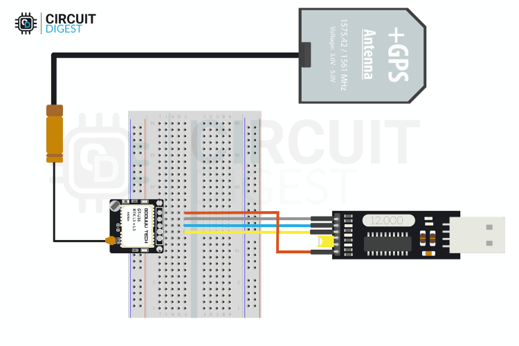 Circuit Diagram Connection of Goouuu Tech-GT-U16 TTL to Laptop