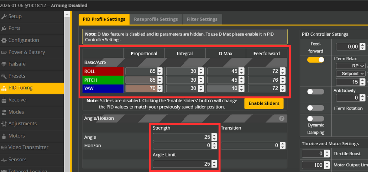 Configuring Recommended PID Values