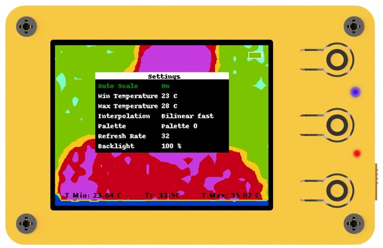 DIY Thermal Camera Settings Screen