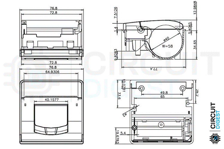 Dimensions Thermal Printer